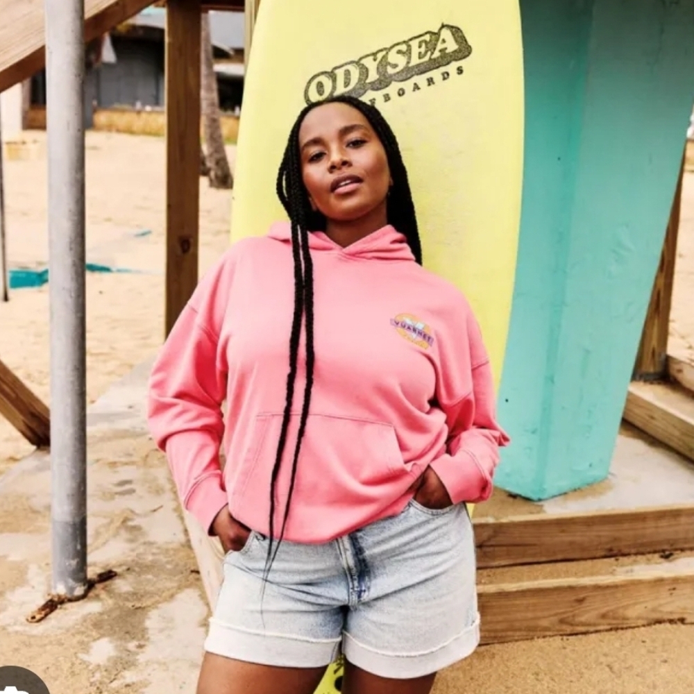 HYBA X VUARNET Collab Coral Hoodie with Bold Logo, Size L